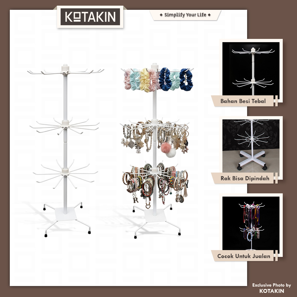 Rak Display Aksesoris Putar 3 Susun